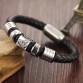 Freemason Masonic Bracelets Men Jewelry Handmade Vintage Mens Leather Bracelet 2016 Stainless Steel Magnetic Clasp Gift Pulseras