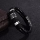 Jiayiqi 2017 Fashion Black Braid Woven Leather Bracelet Titanium Stainless Steel Bracelet Men Bangle Men Jewelry Vintage Gift32588890466
