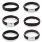 Jiayiqi 2017 Men Jewelry Punk Black Braided Geunine Leather Bracelet Stainless Steel Magnetic Buckle Fashion Bangles 22/20.5cm32803085672