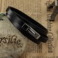 Rock Style  Genuine Leather Men Bracelet & Bangle Black  Titanium Bracelet Fashion Charm Braclet with Delicate Clasp 908