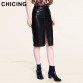 CHICING Women PU Faux Leather Midi Pencil Bodycon Skirts 2017 New Plus Size Ladies Sexy Tube Skirt Saia Femininas B160904132737959239
