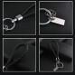 1 PC Black Leather Keychain Holder Keyring Silver Key Car Chain Rings Women Men Jewelry 2016