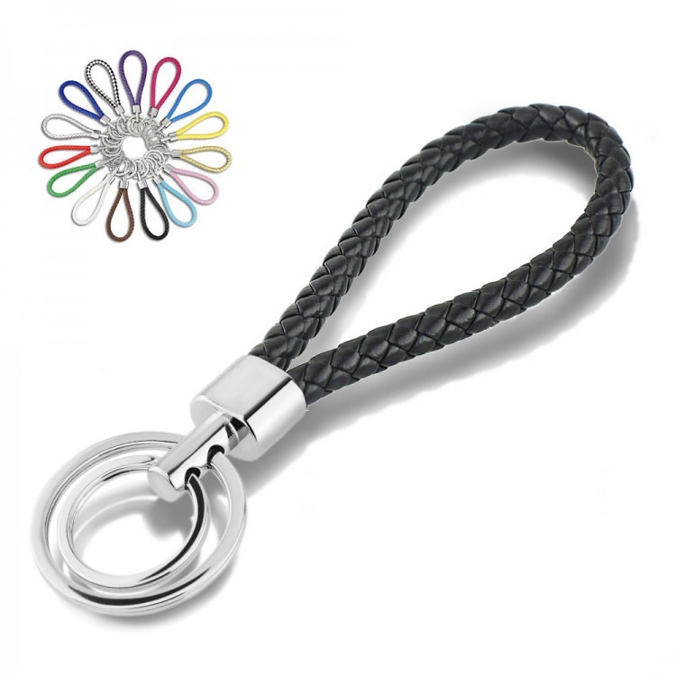 15 Color 2PCS Leather Braided Woven Rope Keychain DIY Bag Charm Pendant Key  Chain Holder Car Keyrings Men Women Keychain