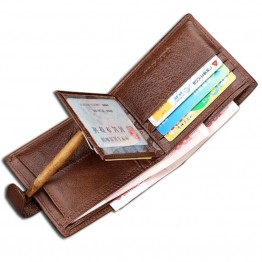 wallet men 100% genuine leather wallets men  real leather purse with coin pocket trifold wallet male clutch purse zipper TOP !