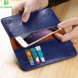 FLOVEME Luxury Retro Leather Wallet Phone Bags Case For Samsung S7 S6 S5 for iPhone 7 6 6S Plus SE 5S 5 Soft Brand Cover Purse