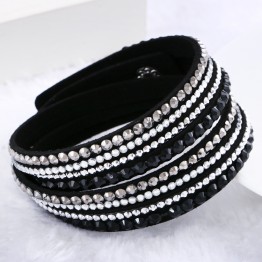 Hot Sale 2016 NEW  Fashion Rhinestone Leather Wrap Bracelet Crystal Multilayer Bracelets bangles for Women/Men Free Shipping