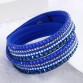 Hot Sale 2016 NEW  Fashion Rhinestone Leather Wrap Bracelet Crystal Multilayer Bracelets bangles for Women/Men Free Shipping32517791155