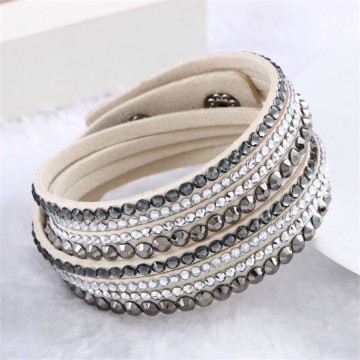 Hot Sale 2016 NEW  Fashion Rhinestone Leather Wrap Bracelet Crystal Multilayer Bracelets bangles for Women/Men Free Shipping32517791155