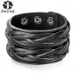 Jiayiqi New 3 Colors Genuine Leather Bracelets Punk Wide Cuff Bracelets & Bangles for Women Men Jewelry Accessories Wristband 