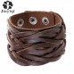 Jiayiqi New 3 Colors Genuine Leather Bracelets Punk Wide Cuff Bracelets & Bangles for Women Men Jewelry Accessories Wristband32377630094