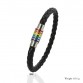 Vnox Black Genuine Leather Bracelet Bangle LGBT Rainbow Dublin Pride Party Jewelry1901152906