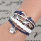 2017 New Fashion Infinity Love Birds Sister Charm Bracelet With Handwoven leather Bracelets for Women Man Valentine's Day Gift