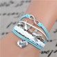 2017 New Fashion Infinity Love Birds Sister Charm Bracelet With Handwoven leather Bracelets for Women Man Valentine&#39;s Day Gift1820608933
