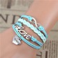 2017 New Fashion Infinity Love Birds Sister Charm Bracelet With Handwoven leather Bracelets for Women Man Valentine&#39;s Day Gift1820608933