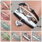 2017 New Fashion Infinity Love Birds Sister Charm Bracelet With Handwoven leather Bracelets for Women Man Valentine's Day Gift