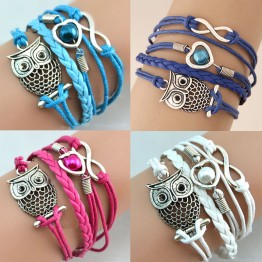 LNRRABC Hot 1 Pc Women Fashion Charming Infinity Friendship Multilayer Charm Leather Bracelets Jewelry Gift
