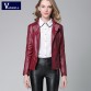 2016 New Elegant Autumn Winter Leather Jacket Women&#39;s Short Black RED PU Leather Coat Ladies Slim Motorcycle Jaqueta Couro32713232600