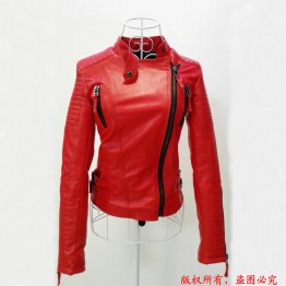 2017 New Fashion Autumn Winter Women Biker Faux Soft Leather Jackets Lady Pu Black Red Yellow Zipper Long Sleeve Motorcycle Coat