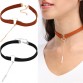 New Round Gold Color Leather Pendant Velvets Suede Choker Necklaces For Women Collar piercing Wedding steampunk Necklace Drop32762709139